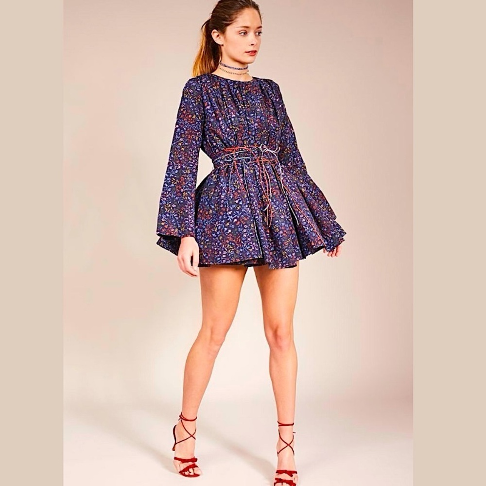 Elliette Tate Silk Cotton Mini Dress New Ditsy Floral Feminine Romantic Party